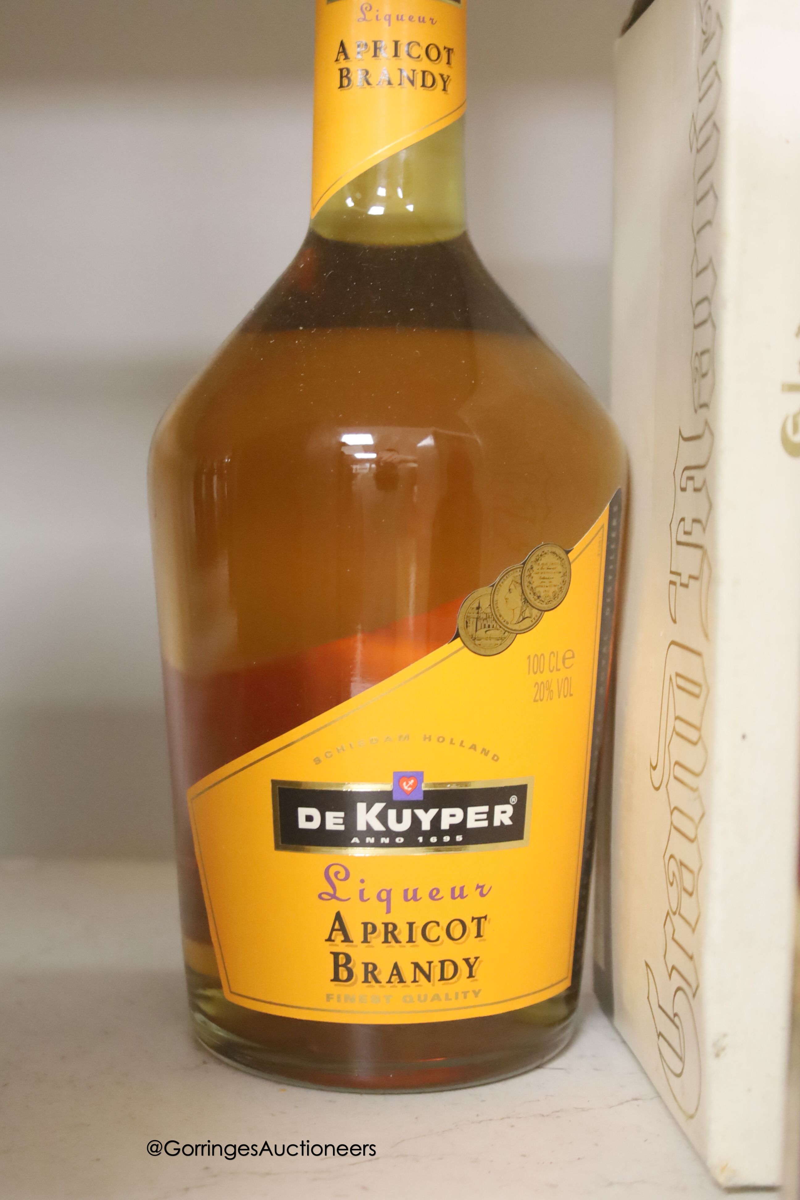 Three Hine Cognacs, two Armagnac and four other liqueurs